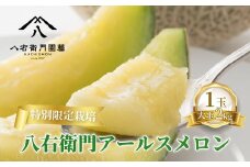  特別限定栽培 八右衛門アールスメロン 大玉2kg 1玉 （マスクメロン） 先行予約 メロン めろん 箱詰め フルーツ 果物 愛知県 田原市 6月 7月