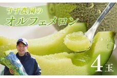 【先行予約】すず農園 オルフェメロン4玉 オルフェメロン メロン ハウスメロン デザート フルーツ 果物 旬 お盆 愛知県 田原市 渥美半島 メロン メロン