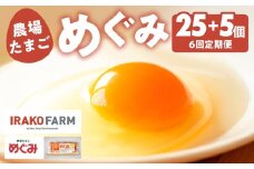農場たまご めぐみ 30個 定期便6回　割れ保証付き 卵 たまご 鶏卵 30 赤玉 新鮮 毎月お届け 6回 6か月 半年 イラコファーム 愛知県 田原市