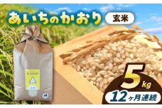 【12回定期便】 あいちのかおり  玄米  5kg  お米  ご飯  愛西市 / 株式会社戸倉トラクター [AECS015]
