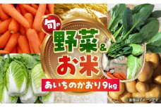 愛西市産 あいちのかおり9kgと旬の季節野菜詰め合わせ お米 精米 野菜 愛西市 / お米の三輪 [AECM003]