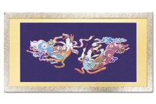 額装用 日本刺繍 「飛天」台生地「紫」×額装「シルバー」 刺繍 伝統工芸 愛西市 / 百武打敷店 [AEBR005]