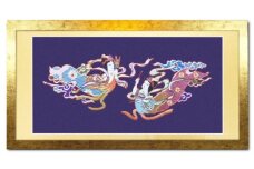 額装用 日本刺繍 「飛天」台生地「紫」×額装「ゴールド」 刺繍 伝統工芸 愛西市 / 百武打敷店 [AEBR006]