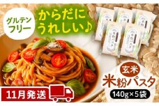 【11月発送】米粉パスタ 玄米 140g×5袋 パスタ グルテンフリー 玄米 愛西市 / 戸典オペレーター [AECT030-11]
