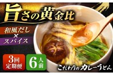 【3回定期便】 カレーうどん 6人前×3ヵ月 うどん カレー 手土産 愛西市 / アロマ・フーヅ 【配達不可：離島】 [AEAP047]