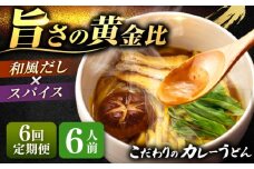【6回定期便】 カレーうどん 6人前×6ヵ月 うどん カレー 手土産 愛西市 / アロマ・フーヅ 【配達不可：離島】 [AEAP048]