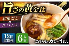 【12回定期便】 カレーうどん6人前×12ヵ月 うどん カレー 手土産 愛西市 / アロマ・フーヅ 【配達不可：離島】 [AEAP049]