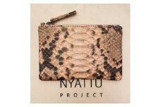NYATTU PROJECT 天然パイソン(ヘビ革)フラグメントケース(ポーチ)ピンクマダラ【1615447】