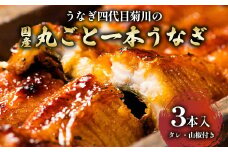 うなぎ四代目菊川の「丸ごと一本鰻」3本入_うなぎ 鰻 ウナギ 蒲焼き 蒲焼 かば焼き タレ 山椒 真空包装 真空 惣菜 おかず おつまみ 土用 丑の日 うな重 うな丼 ひつまぶし 贈答 ギフト プレゼント 冷凍 愛知県 送料無料【1228662】