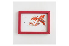 金魚のきり絵アートインテリア＜pazoo-ll(パズール)金魚＞小赤(ハガキサイズ、額:赤色)【1208573】