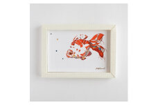 金魚のきり絵アートインテリア＜pazoo-ll(パズール)金魚＞小白(ハガキサイズ、額:白色)【1208784】
