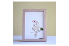 白文鳥のきり絵アートインテリア＜pazoo-ll(パズール)白文鳥＞(ハガキサイズ、額:桃色)【1218776】