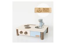 東郷町公式キャラクター＜トッピィ＞ロゴ入りインテリアになじむ日本製ままごとキッチン -そらいろ-【1605353】