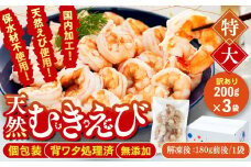 訳あり むきエビ 3袋 (1袋約200g)(解凍時540g前後) エビ 小分け 海老 むきエビ 背ワタ処理済み 無添加 処理済み 愛知 南知多