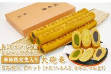 長さ約30センチ!!なが～い和菓子!!季節限定色入り大砲巻5本箱入(小豆こしあん2、抹茶2、日向夏１) 2セット｜和菓子 スイーツ 和スイーツ デザート あんこ 小豆 抹茶 日向夏 お菓子 おやつ 贈答品 ギフト プレゼント お取り寄せ グルメ 手土産 おすすめ 人気 季節限定 愛知県 美浜町 飴文 大砲巻※離島への配送不可※2025年6月上旬～8月下旬頃に順次発送予定