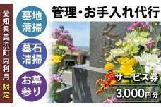 ＜愛知県美浜町内利用限定＞墓地清掃 墓石清掃 お墓参り 代行 サービス券 3,000円分 管理 お手入れ 代行 サービス【シルバー人材センター】