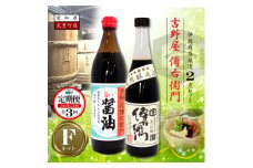 ＜3ヵ月毎定期便＞傳右衛門溜720ml、旨い醤油900ml　＜傳右衛門Fセット＞全3回【4050176】