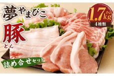 夢やまびこ豚 詰め合せ セット 1.7kg 4種類 (ロースかつ・肩ローススライス・バラスライス・モモスライス) 肉 お肉 豚肉