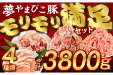 豚肉 小分け 合計3.8kg「内閣総理大臣賞 夢やまびこ豚」モリモリ満足セット ( 豚小間切れ 2kg 豚ミンチ 1kg 豚ロースカツ 500g 豚バラ角切 300g ) / 豚肉 小分け 真空パック 大容量 豚バラ 豚 肉 こま切れ  豚肉こま切れ 豚しゃぶ しゃぶしゃぶ 冷凍 小分けパック