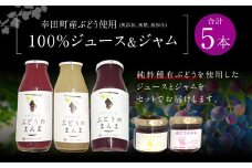 幸田町産 ぶどう使用(無添加、無糖、無加水)100% ジュース 3本 ジャム(90g)2本 詰め合わせ ぶどうジュース ぶどうジャム