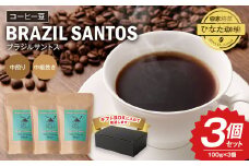 コーヒー豆(ブラジル サントス 中煎り 中細挽き) 100g×3個セット 計300g 珈琲 コーヒー