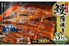 三河一色産 うなぎ蒲焼き 中3尾 うなぎ 鰻 かば焼き タレ付き セット 簡単調理 冷凍