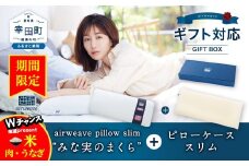 【期間限定 幸田町感謝祭】エアウィーヴ ピロースリム  “みな実のまくら” ギフトBOX仕様 (ピローケース スリム付)  枕 寝具 まくら マクラ 睡眠 快眠 洗える 洗濯可
