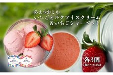 あまつおとめ いちご ミルク アイスクリーム ＆ いちご シャーベット 計6個(各3個) [ 五感で楽しむ至福のいちご 果物 フルーツ 苺 イチゴ ブランド 食べ比べ セット 詰め合わせ お楽しみ 人気 菓子 アイス ジェラート ]