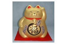 ジャンボ貯金箱 丸福猫 敷布付（金色）