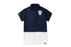 再生ポリエステル使用 サステナブル・ゴルフウェア・ブランド VIRI-DARI (ヴィリダリ) GOLFのウェア 吸水・速乾・UVケア レディースL（ネイビー×ホワイト）
