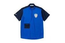 再生ポリエステル使用 サステナブル・ゴルフウェア・ブランド VIRI-DARI (ヴィリダリ) GOLFのウェア 吸水・速乾・UVケア メンズＭ（ブルー×ネイビー）