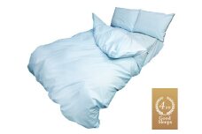 ４日市 Good Sleeps 　寝具４点セット（ダブル　掛け布団カバー、ボックスシーツ、ピロケース2枚）ブルー
