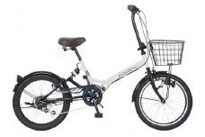 パンクしない折り畳み自転車２０インチ６段変速Ｒサス付　ホワイト
