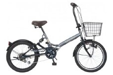 パンクしない折り畳み自転車２０インチ６段変速Ｒサス付　チャコール