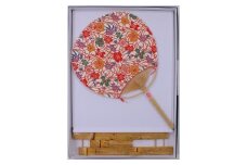日永うちわ　香る（中）  両用うちわ立て付　Ａ花と草　ベージュ