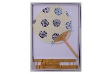 日永うちわ   伊勢木綿   海松（中）  両用うちわ立て付