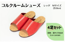 【4足セット】ルームシューズ　Mサイズ　レッド