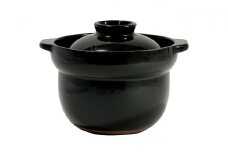 【萬古焼（ばんこやき）】２合厚釜土鍋　黒  内山製陶所 【土鍋 2合 セラミック 直火用 電子レンジ対応 お手入れ簡単 食洗器対応 三重県 三重 四日市市 四日市 四日市市ふるさと納税 四日市ふるさと納税】