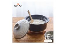 【萬古焼（ばんこやき）】土鍋ごはん5合 【粉引】ご飯 炊飯  五合(5合) 家族 子供 料理 贈り物【直火専用・レンジ温めOK】(5合 2.6L 計量 カップ不要 火加減簡単) 菊花 銀峯 GINPO