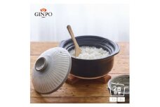 【萬古焼（ばんこやき）】土鍋ごはん2合【粉引】 ご飯 炊飯  一人用 (1人用) 二合(2合) 家族 子供 料理 贈り物【直火専用・レンジ温めOK】(2合 1.2L 計量 カップ不要 火加減簡単) 菊花 銀峯 GINPO
