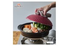 【萬古焼（ばんこやき）】土鍋9号【紅梅】 おしゃれ ご飯 三人用 四人用 家族 3人 4人 料理 贈り物【直火・レンジ・炊飯 OK】（9号2.7L炊飯 計量カップ不要）菊花 銀峯 GINPO 鍋