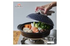 【萬古焼（ばんこやき）】土鍋9号【瑠璃】 おしゃれ ご飯 三人用 四人用 家族 3人 4人 料理 贈り物【直火・レンジ・炊飯 OK】（9号2.7L炊飯 計量カップ不要）菊花 銀峯 GINPO 鍋