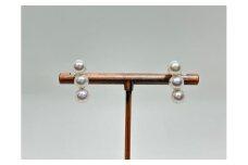 1471 アコヤ真珠6.5mm3連ピアス