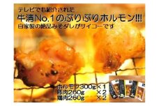 1510　自家製 みそダレ Gセット　　牛ホルモン 300g×１ 豚肉×２ 鶏肉×２/黒毛和牛ホルモン 牛清 バーベキュー BBQ キャンプ 牛肉 ぶた肉 とり肉 特製　味噌漬 味付 伊勢志摩