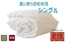 【3.6-6】夏に使う羽毛布団 エクセルゴールドラベル 薄掛け シングル 150×210cmイングランドダウン90％ 日本羽毛製品共同組合品質推奨ラベル付き 肌掛け 羽毛 掛け布団 立体キルト【251-000260-20】