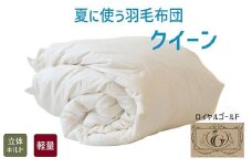 【6.5-4】夏に使う羽毛布団 ロイヤルゴールドラベル 薄掛け クイーン 190×210cmポーランドダックダウン93％ 日本羽毛製品共同組合品質推奨ラベル付き 肌掛け 羽毛 掛け布団 立体キルト【251-000276-20】
