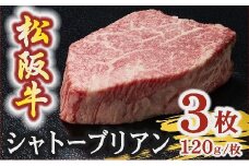 松阪牛 A5 シャトーブリアンステーキ 360g（120g×3枚）　( 牛肉 ブランド牛 高級 和牛 国産牛 松阪牛 松坂牛 ステーキ ヒレ シャトーブリアン 牛肉 ステーキ 松阪牛 牛肉 ステーキ シャトーブリアン 松阪牛 ステーキ 冷凍 人気 おすすめ ランキング 三重県 松阪市 松阪牛 シャトーブリアン )【7.2-4】