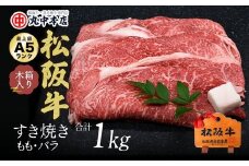 松阪牛　すき焼き　モモ、バラ1kg【002168】