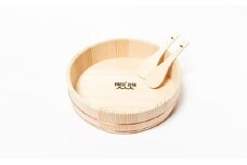 【FUCHIBITE】 寿司桶 日本製 ミニしゃもじ付き 国産 モミの木 木製 ちらし寿司 飯切 盛桶 盛付桶