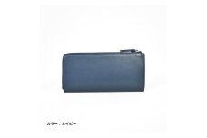 レディース本革L字ファスナー長財布4M3-1153（・ネイビー）